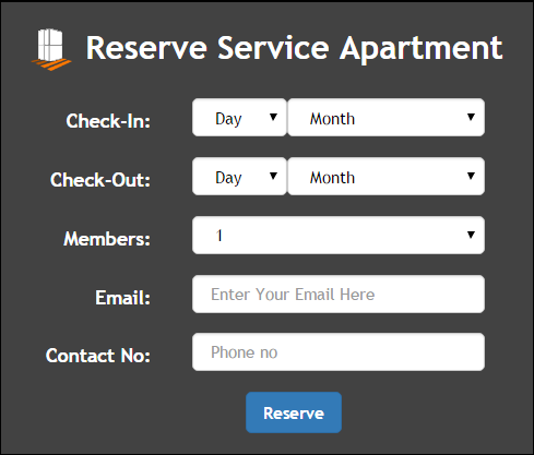 Esqurie Service Apartments Booking Form make reservation